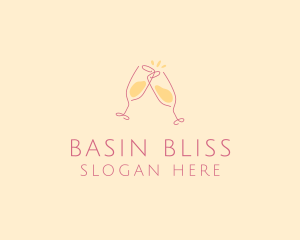 Champagne Glass Toast logo design