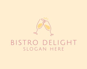 Champagne Glass Toast logo design