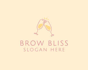 Champagne Glass Toast logo design