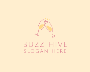 Champagne Glass Toast logo design