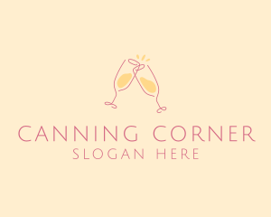 Champagne Glass Toast logo design