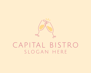 Champagne Glass Toast logo design