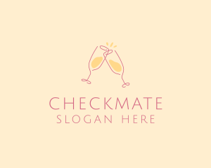 Champagne Glass Toast logo design