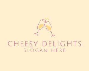 Champagne Glass Toast logo design