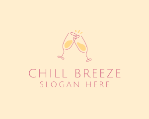 Champagne Glass Toast logo design