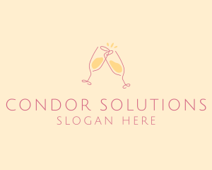 Champagne Glass Toast logo design