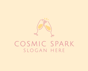 Champagne Glass Toast logo design