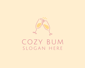 Champagne Glass Toast logo design