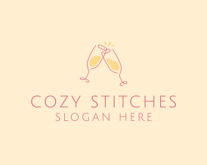 Champagne Glass Toast logo design