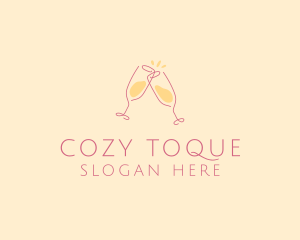 Champagne Glass Toast logo design