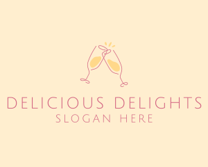 Champagne Glass Toast logo design