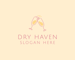 Champagne Glass Toast logo design