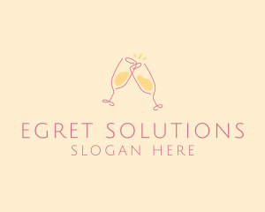 Champagne Glass Toast logo design