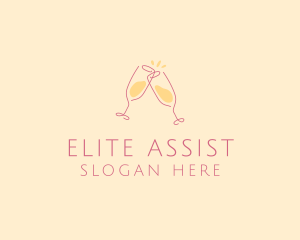 Champagne Glass Toast logo design