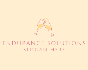 Champagne Glass Toast logo design