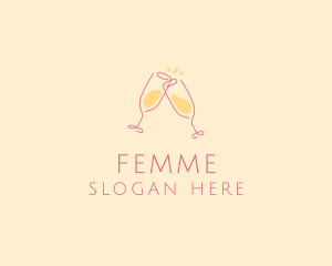 Champagne Glass Toast logo design