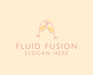 Champagne Glass Toast logo design