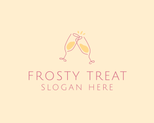 Champagne Glass Toast logo design