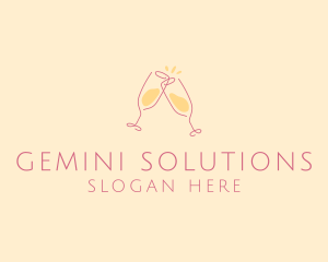 Champagne Glass Toast logo design