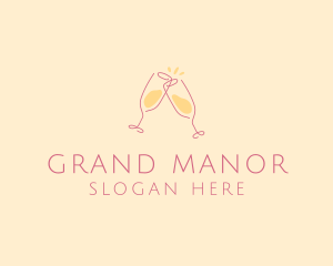 Champagne Glass Toast logo design