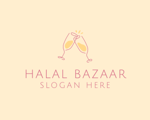 Champagne Glass Toast logo design