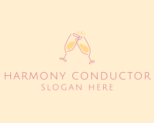 Champagne Glass Toast logo design