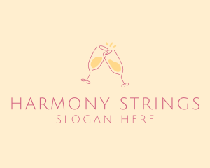 Champagne Glass Toast logo design