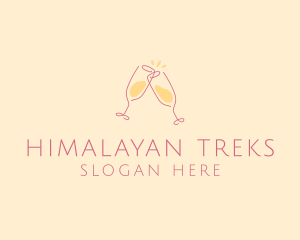 Champagne Glass Toast logo design