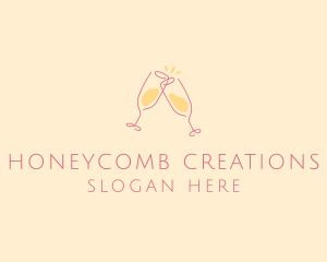 Champagne Glass Toast logo design