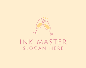 Champagne Glass Toast logo design