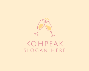 Champagne Glass Toast logo design