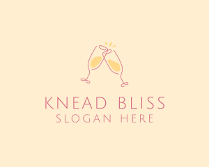 Champagne Glass Toast logo design