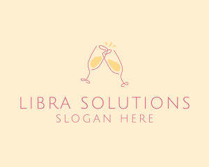 Champagne Glass Toast logo design