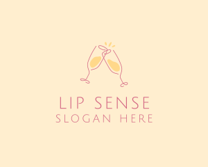 Champagne Glass Toast logo design