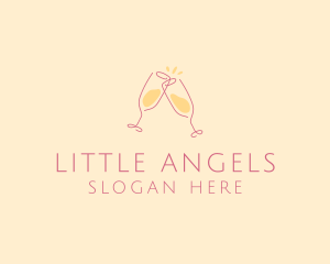 Champagne Glass Toast logo design