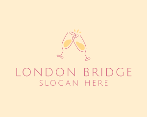 Champagne Glass Toast logo design