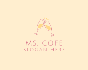 Champagne Glass Toast logo design