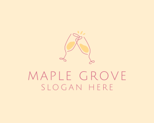 Champagne Glass Toast logo design