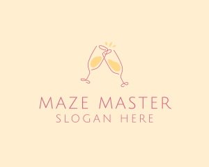 Champagne Glass Toast logo design