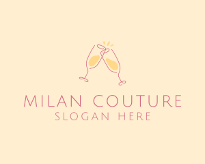 Champagne Glass Toast logo design