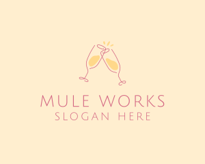 Champagne Glass Toast logo design