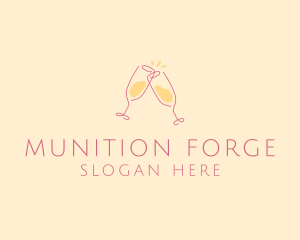 Champagne Glass Toast logo design