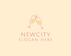 Champagne Glass Toast logo design