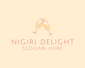 Champagne Glass Toast logo design