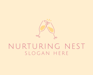 Champagne Glass Toast logo design