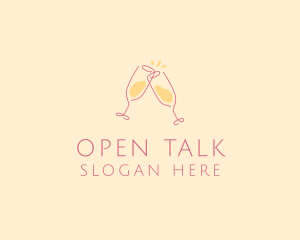 Champagne Glass Toast logo design