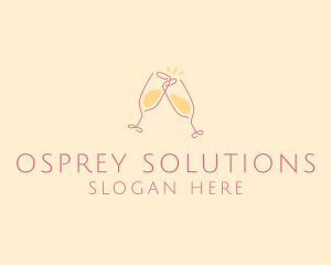 Champagne Glass Toast logo design