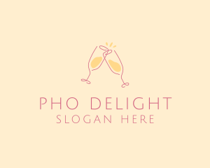 Champagne Glass Toast logo design