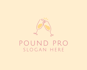 Champagne Glass Toast logo design