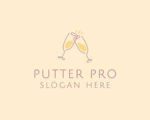 Champagne Glass Toast logo design